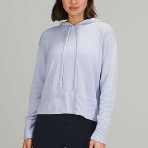 Lululemon Double Knit Cashmere Blend Pullover Sweater Hoodie Pastel Blue XS/S